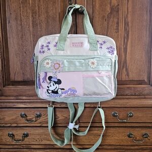 Disney Minnie Mouse Floral Retro Convertible Messenger Bag. NWOT